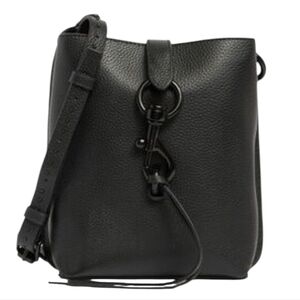 Rebecca Minkoff Megan Mini Feed Bag Black Leather Crossbody